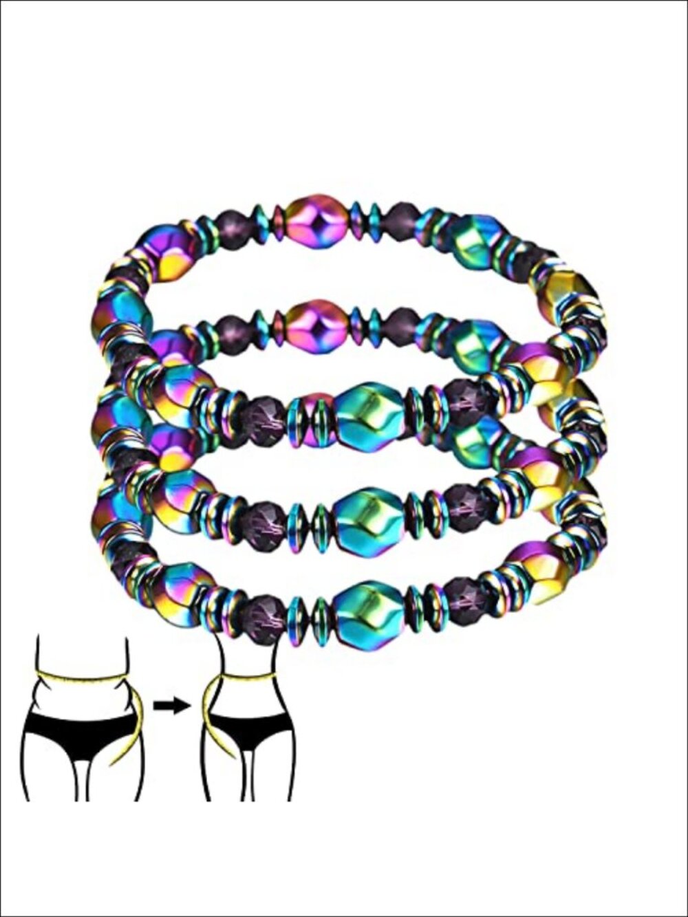 Magnetic Hematite Bracelet Set Adjustable 3Pcs Therapeutic Wristband